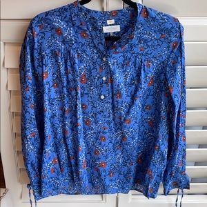 Loft Blue with Red flowers Blouse size Small